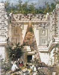Paleis van de Gouverneurs, Uxmal, Yucatan, Mexico, 1844
